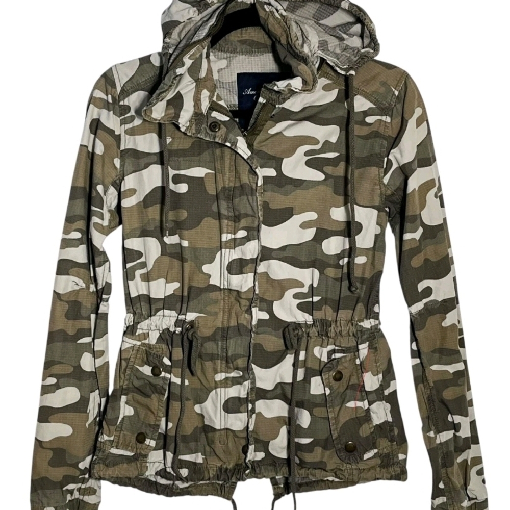 American Eagle Outfitters Women’s Olive & White Camo Utility Jacket